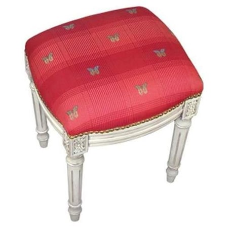 Butterfly-Red Fabric Upholstered Bench